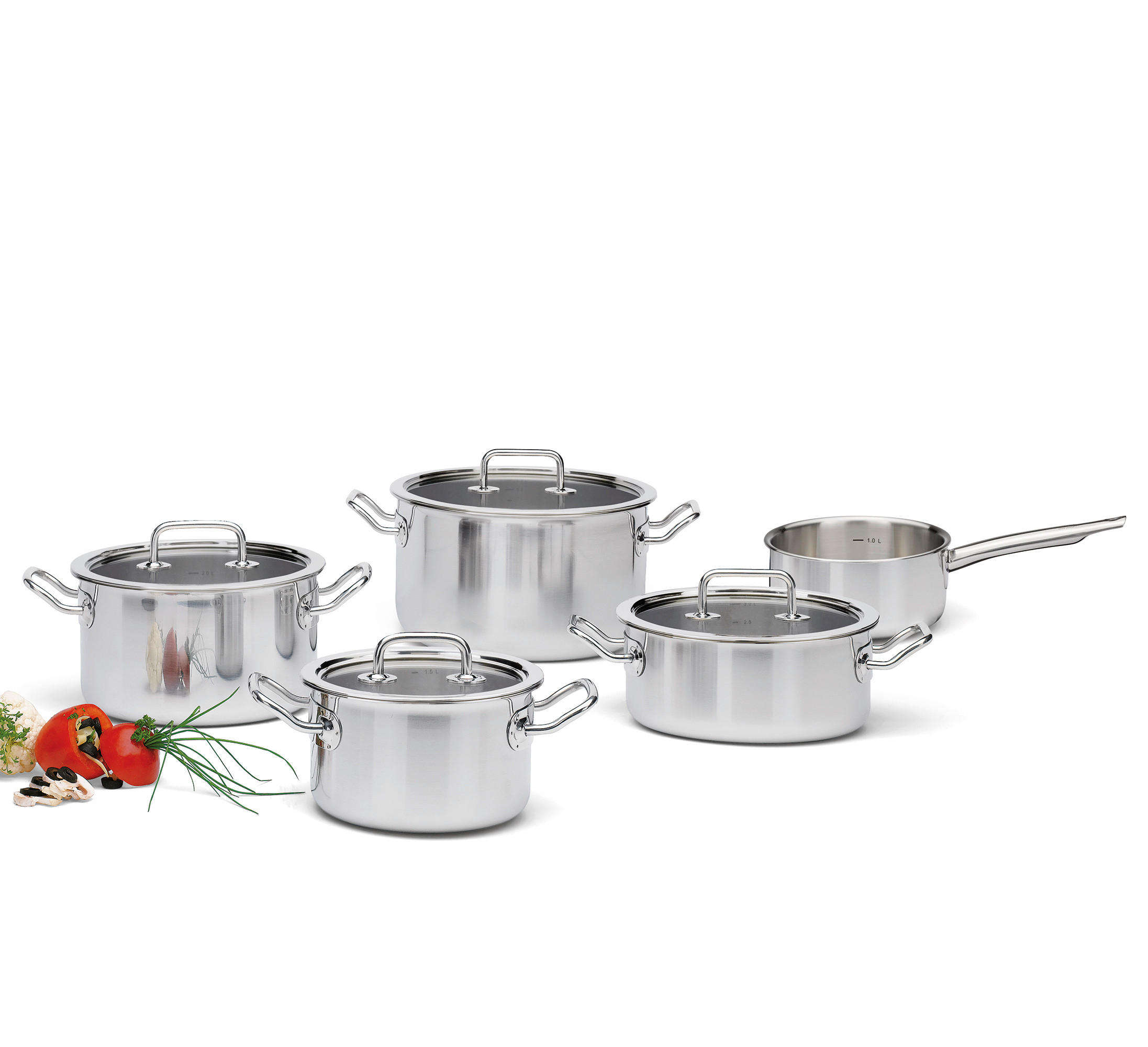 KOCHTOPFSET BRIGADE BASIC 5-teilig  - Silberfarben, Basics, Metall (30,5/30,3/31,6cm) - Spring