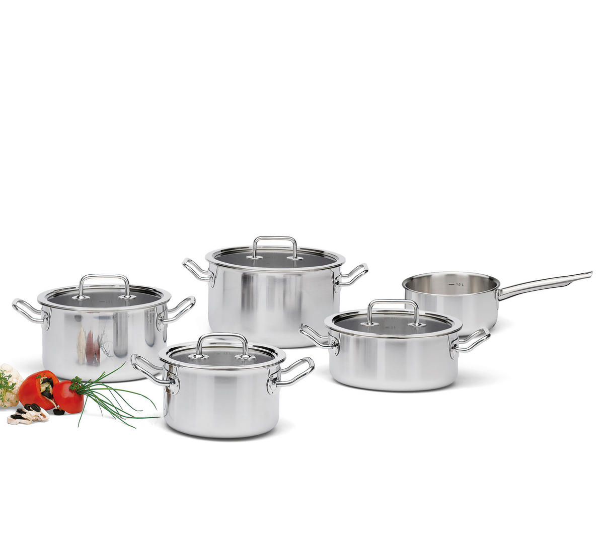 KOCHTOPFSET BRIGADE BASIC 5-teilig  - Silberfarben, Basics, Metall (30,5/30,3/31,6cm) - Spring