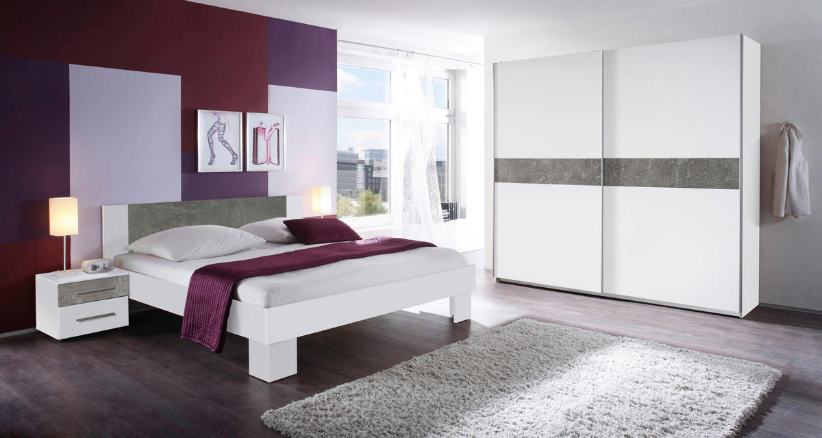 SPAVAĆA SOBA siva, bijela   - bijela/siva, Design, drvni materijal (180/200cm) - Boxxx