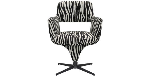 ARMLEHNSTUHL  Stoffauswahl, Sitzfläche 360° drehbar, automatische Rückholfunktion Mikrofaser  - Schwarz/Weiß, Design, Textil/Metall (61/84/63cm) - Novel