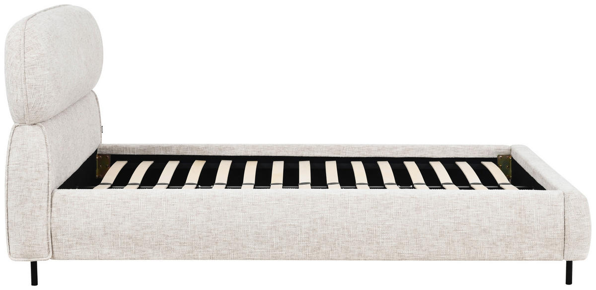 POLSTERBETT gepolstertes Kopfteil, Lattenrost 140/200 cm  in Beige  - Eichefarben/Beige, Design, Holz/Textil (140/200cm) - Boxxx