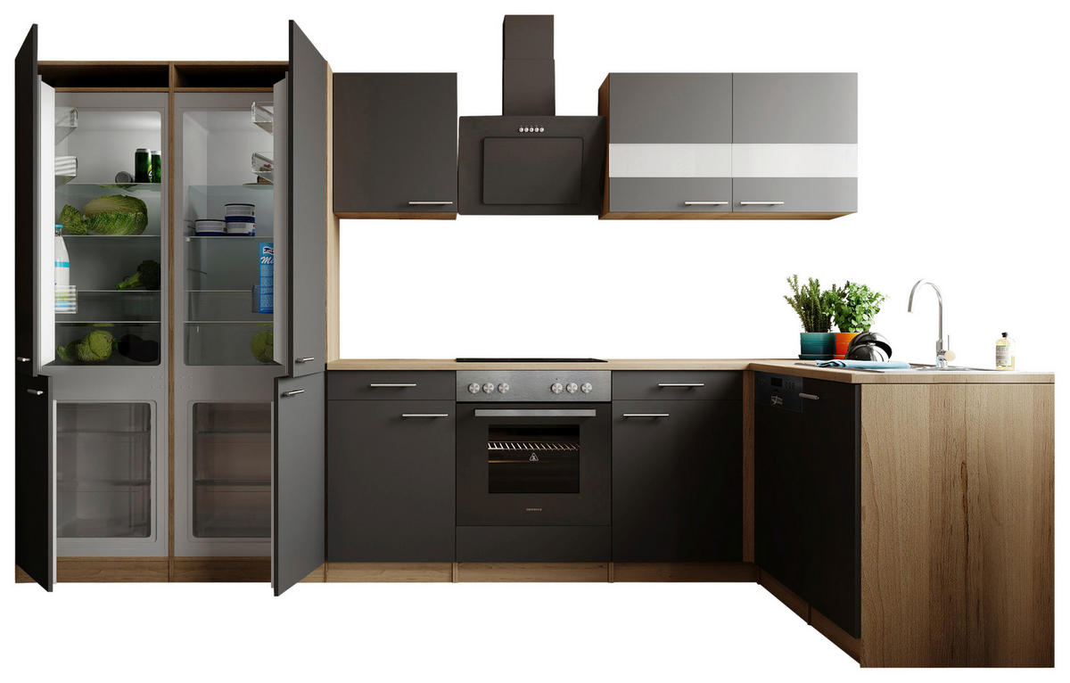 HÖRNKÖK 340/172 cm  i grå  - stålfärgad/grå, Trend, metall/trämaterial (340/172cm) - Respekta