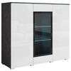 HIGHBOARD Vera  in 120/103,3/39,5 cm  - Weiss Hochglanz/Anthrazit, Trend, Glas/Holzwerkstoff (120/103,3/39,5cm) - P & B