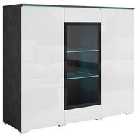 HIGHBOARD Vera  in 120/103,3/39,5 cm  - Weiss Hochglanz/Anthrazit, Trend, Glas/Holzwerkstoff (120/103,3/39,5cm) - P & B
