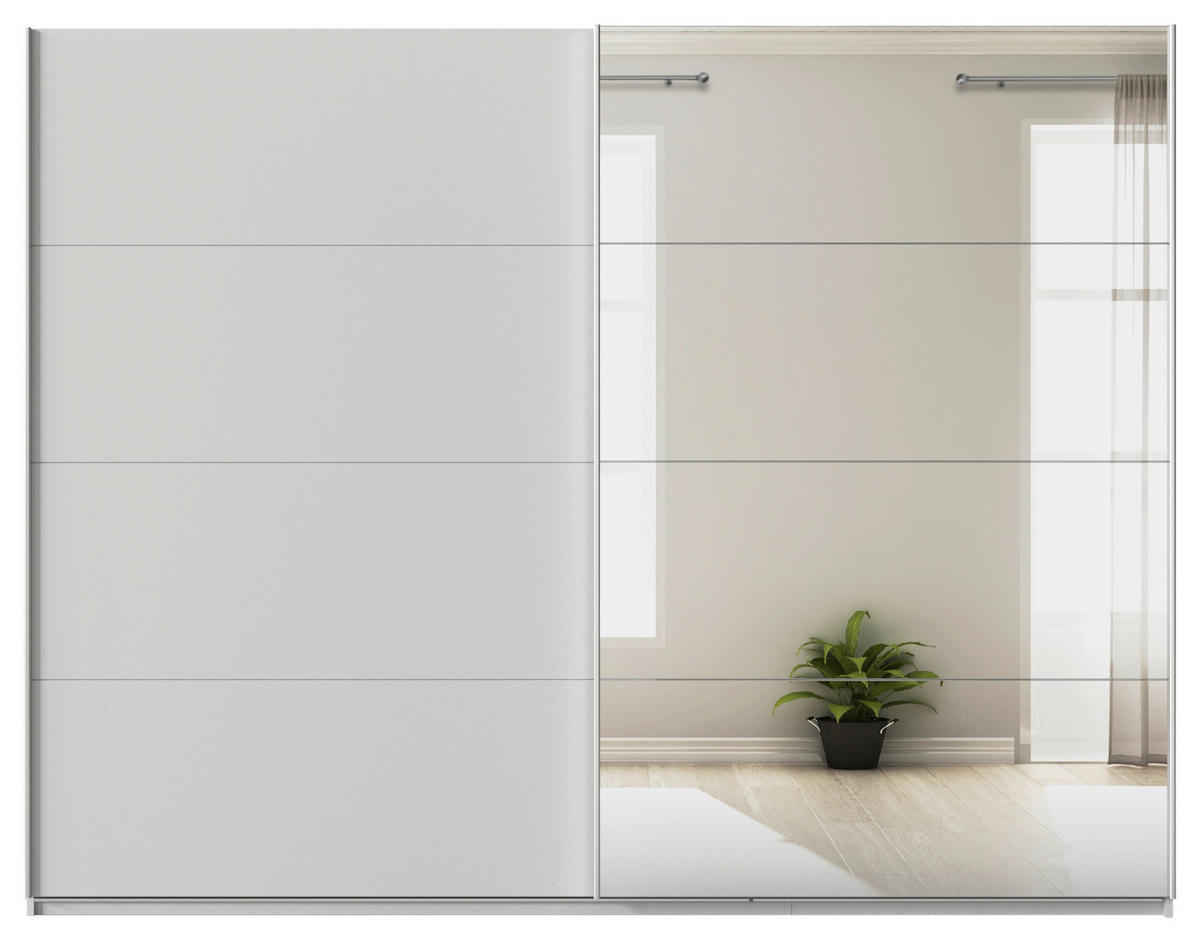 SCHWEBETÜRENSCHRANK  in Seidengrau  - Seidengrau/Alufarben, KONVENTIONELL, Glas/Holzwerkstoff (271/229/62cm) - Xora