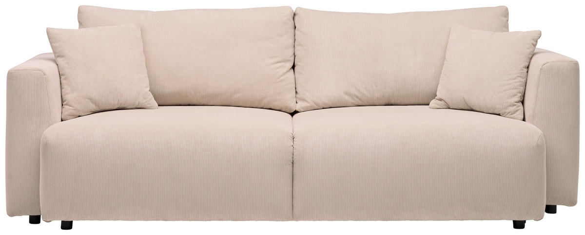 SCHLAFSOFA in Cord Beige  - Beige/Schwarz, Design, Kunststoff/Textil (250/92/105cm) - Carryhome