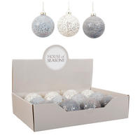 KUGLICA ZA BOR - bijela/tamno plava, Basics, staklo (8cm) - X-Mas