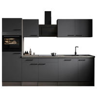KÜCHENBLOCK 280 cm   in Grau, Eichefarben  - Eichefarben/Schwarz, Design, Holzwerkstoff/Metall (280cm) - Respekta