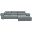 ECKSOFA in Webstoff Türkis  - Türkis/Silberfarben, MODERN, Kunststoff/Textil (304/218cm) - Carryhome