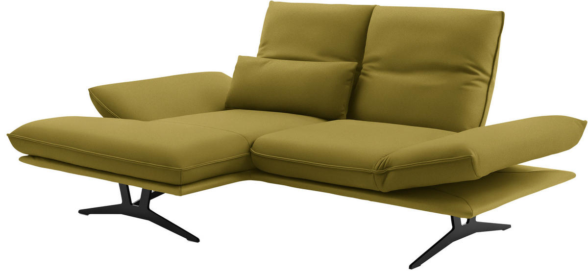 ECKSOFA in Echtleder Hellgrün  130/210 cm  - Gelb/Schwarz, Design, Leder/Metall (130/210cm) - Dieter Knoll