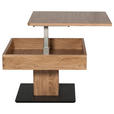 COUCHTISCH in Holz, Holzwerkstoff, Metall 67/67/43-61 cm - Eichefarben/Schwarz, Natur, Holz/Holzwerkstoff (67/67/43-61cm) - Venda