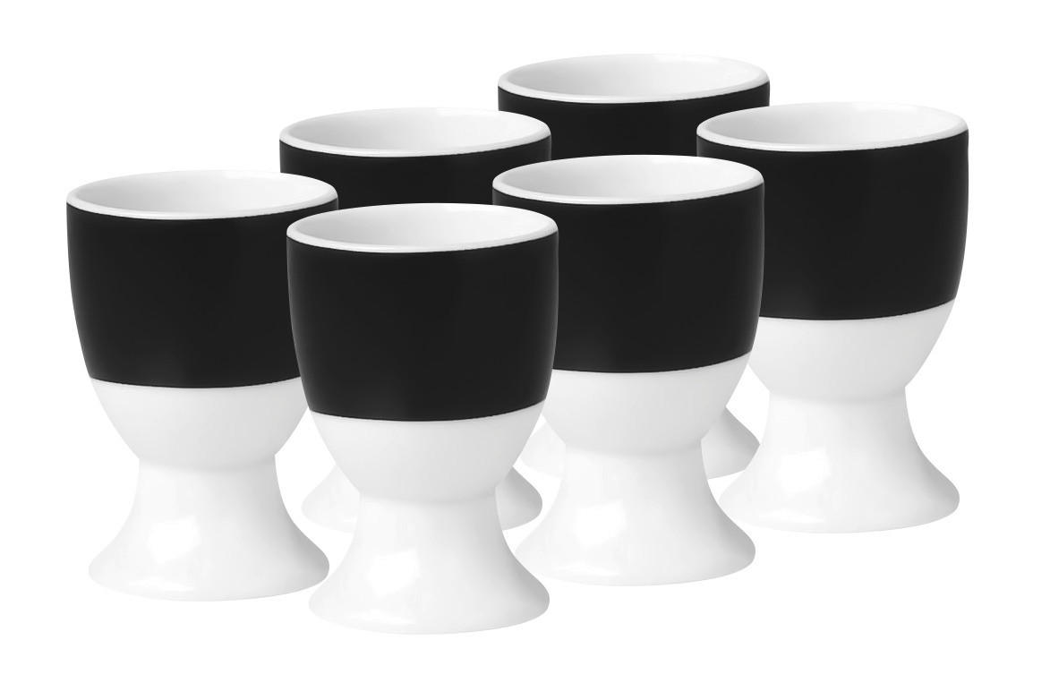 EIERBECHERSET Keramik Porzellan 6-teilig - Schwarz/Weiß, Basics, Keramik (4,5/6,5cm)