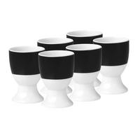 EIERBECHERSET Keramik Porzellan 6-teilig  - Schwarz/Weiß, Basics, Keramik (4,5/6,5cm) - Van Well