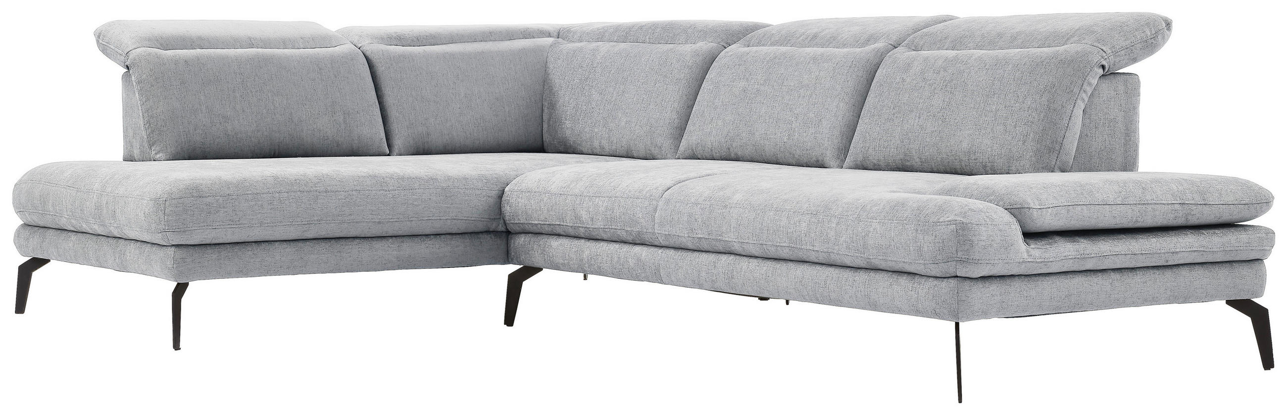 ECKSOFA in Webstoff Hellgrau  - Hellgrau/Schwarz, Design, Textil/Metall (197/293cm) - Stylife