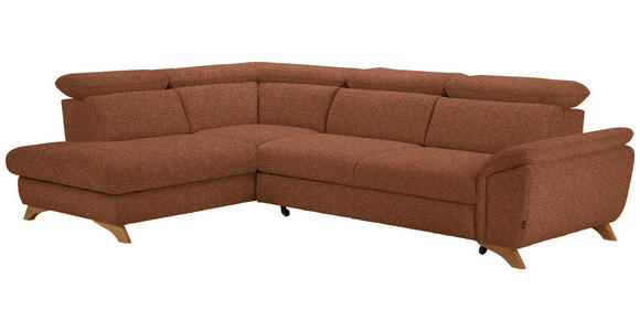 ECKSOFA in Bouclé Cognac  - Eichefarben/Cognac, MODERN, Holz/Textil (212/287cm) - Valnatura