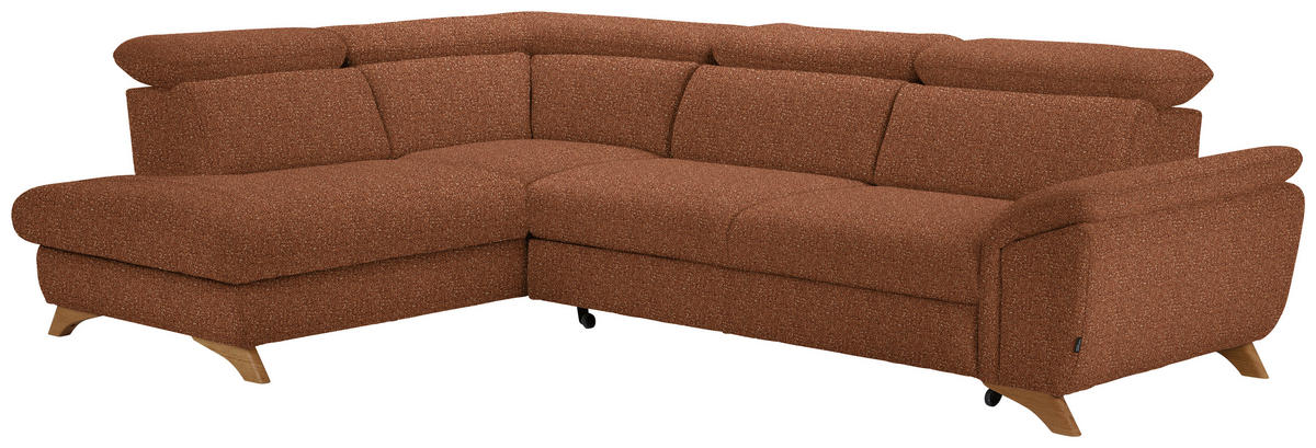 ECKSOFA in Bouclé Cognac  - Eichefarben/Cognac, Modern, Holz/Textil (212/287cm) - Valnatura