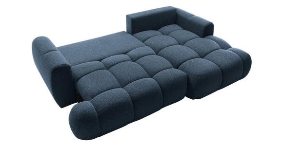 ECKSOFA Dunkelblau Struktur  inkl. Rückenkissen, Bettkasten, Schlaffunktion, Rücken echt, Liegefläche im Originalstoff  - Schwarz/Dunkelblau, KONVENTIONELL, Kunststoff/Textil (272/172cm) - Carryhome
