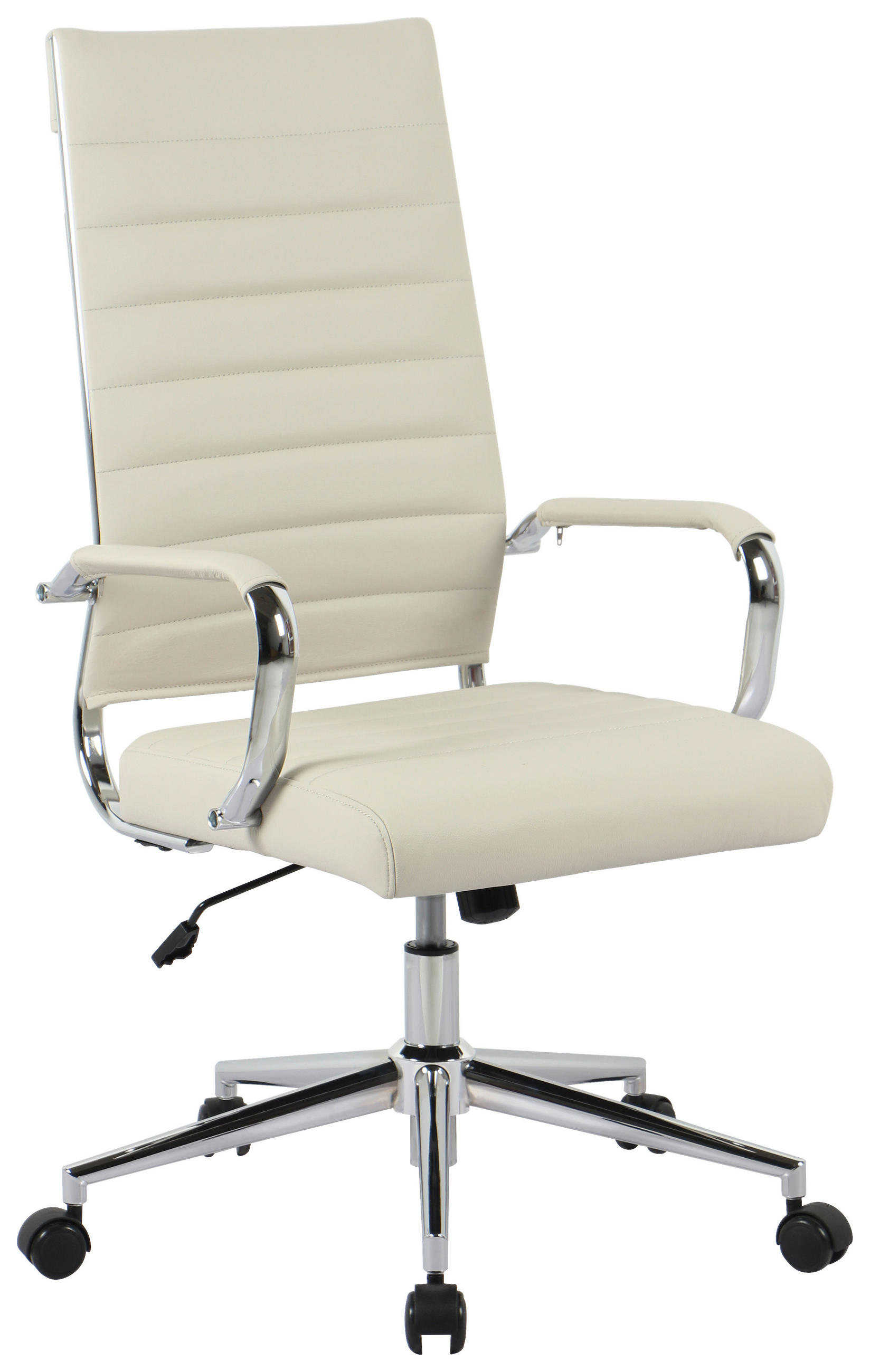 DREHSTUHL Chromfarben, Beige  - Chromfarben/Beige, KONVENTIONELL, Leder/Kunststoff (63,5/103/112.5/55,5cm) - Venda