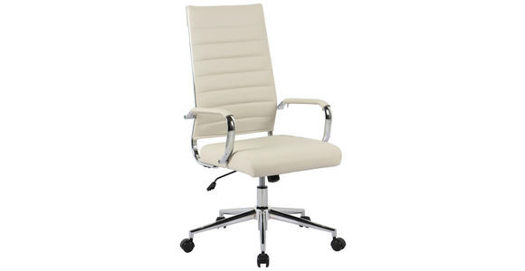 DREHSTUHL Chromfarben, Beige  - Chromfarben/Beige, KONVENTIONELL, Leder/Kunststoff (63,5/104,/113.5/55,5cm) - Venda