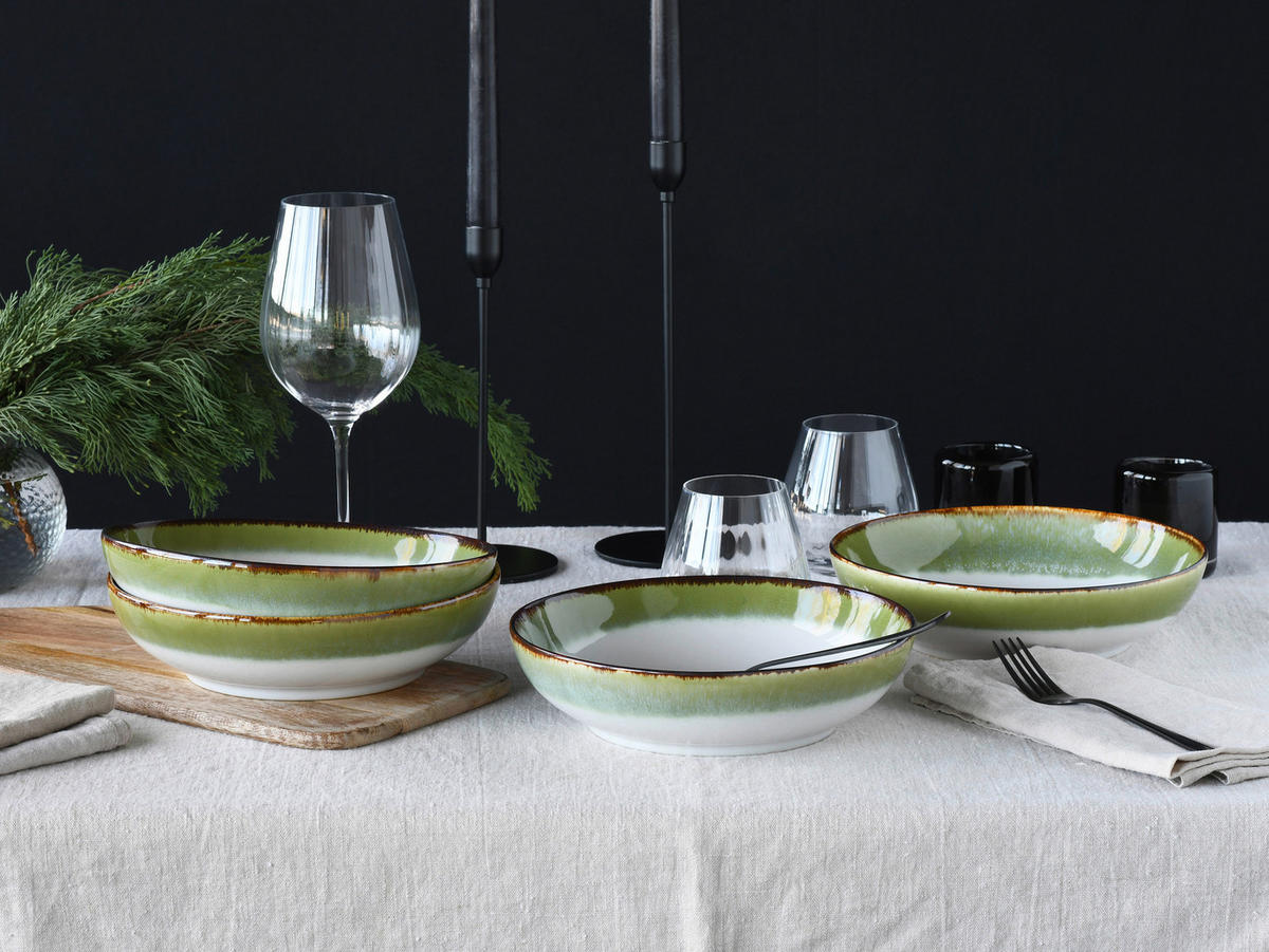 SCHÜSSELSET 4-teilig Cascade   - Weiß/Grün, Design, Keramik - Creatable