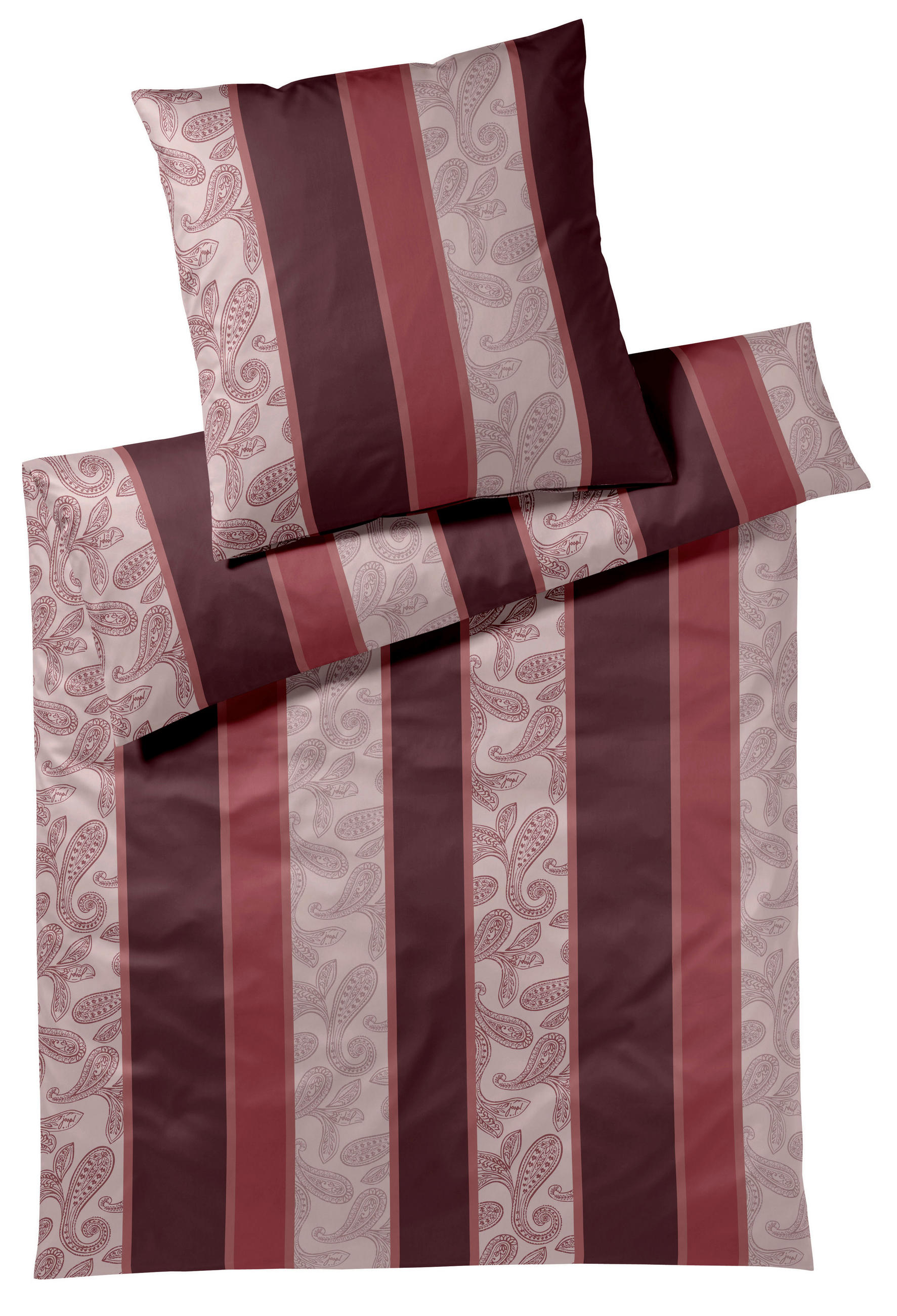 BETTWÄSCHESET Makosatin 200/210 cm  100 cm/65 cm  - Rot, Design, Textil (200/210cm) - Joop!