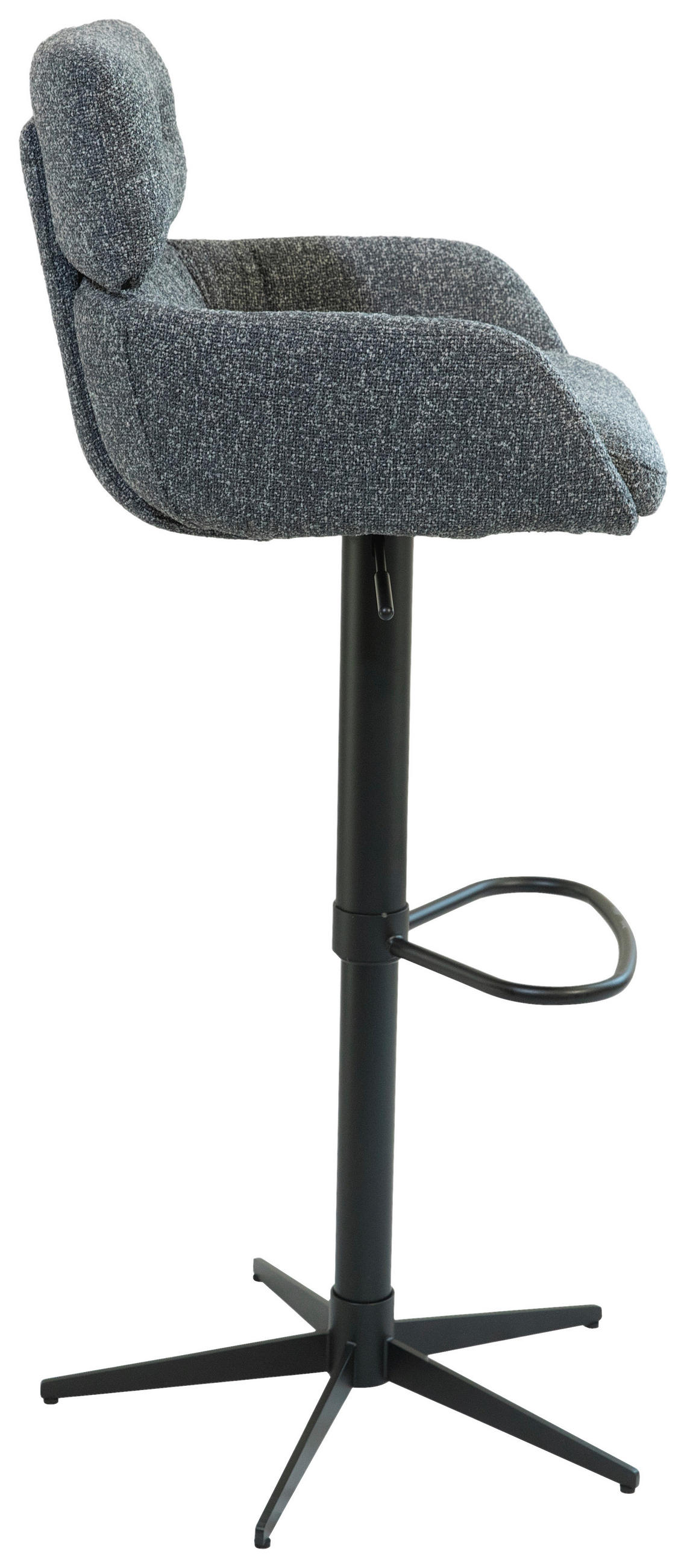 BARHOCKER Webstoff Schwarz, Dunkelgrau Eisen Sitzfläche 360° drehbar  - Dunkelgrau/Schwarz, Design, Textil/Metall (54/105/53cm) - Dieter Knoll
