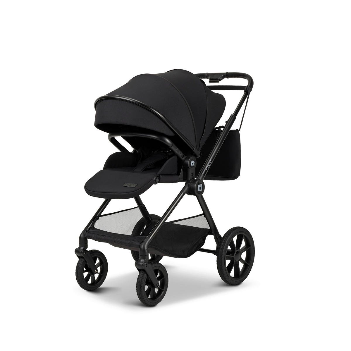 KINDERWAGENSET CLICC  - Schwarz, Basics, Textil/Metall (61/114/84cm) - Moon