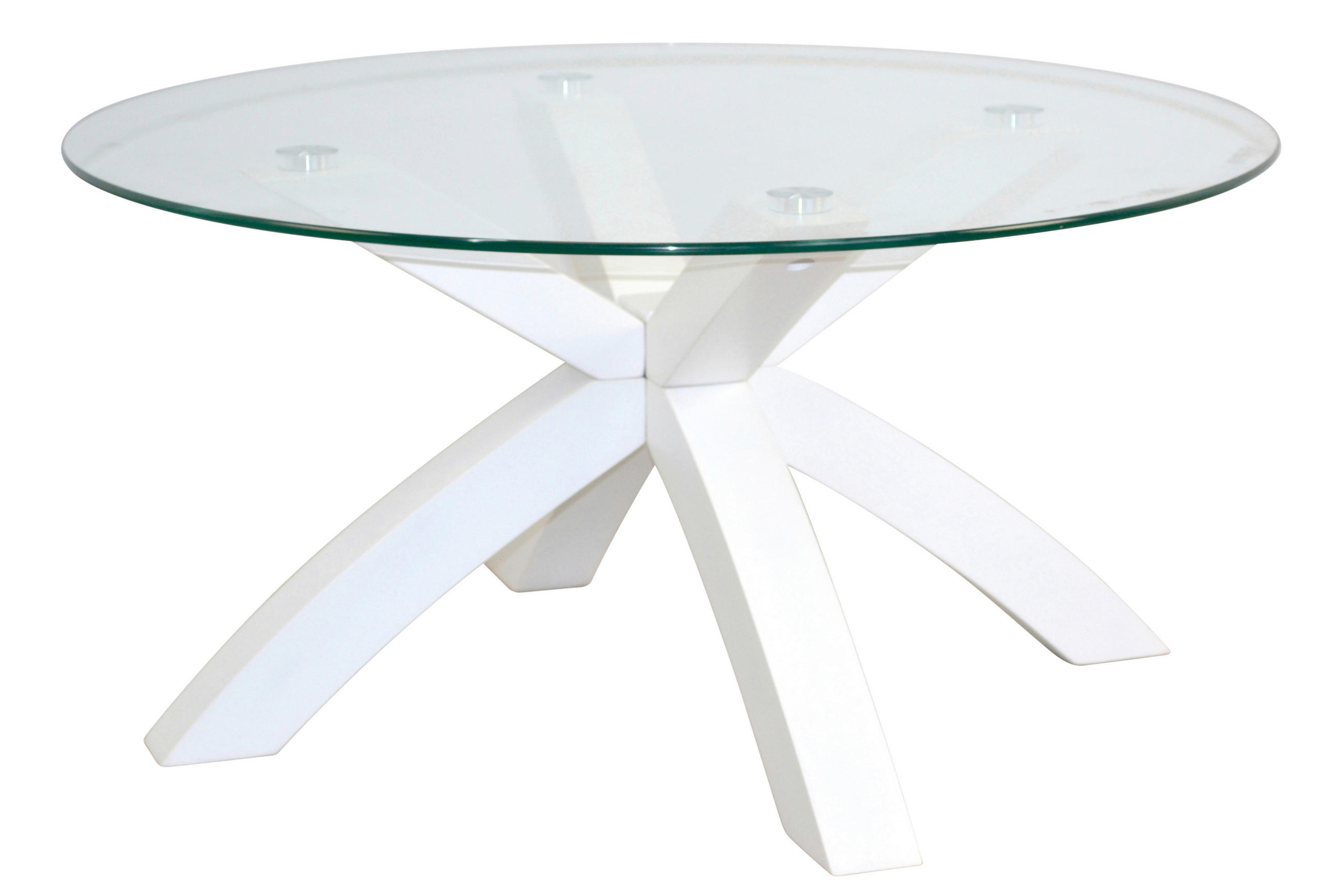 COUCHTISCH Eiche massiv ESG, Klarglas 80/80/40 cm rund Weiß  - Weiß, Design, Glas/Holz (80/80/40cm) - MID.YOU