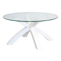 COUCHTISCH Eiche massiv ESG, Klarglas 80/80/40 cm rund Weiß  - Weiß, Design, Glas/Holz (80/80/40cm) - MID.YOU