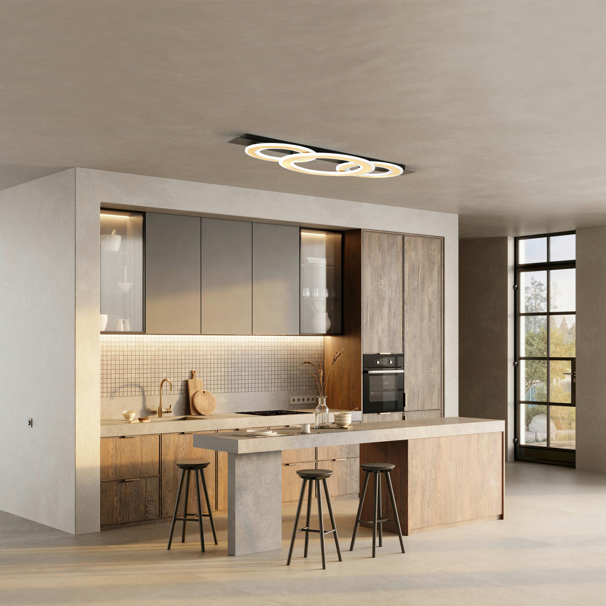 LED-DECKENLEUCHTE    76,5/36/5 cm  - Goldfarben, Design, Kunststoff/Metall (76,5/36/5cm) - Fischer & Honsel
