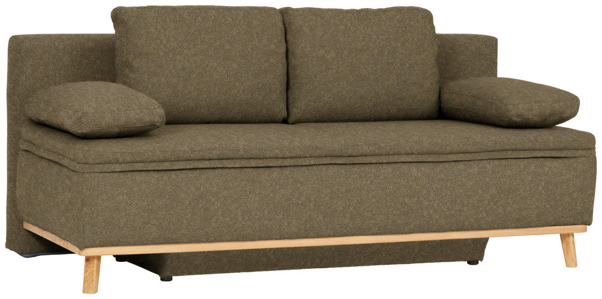 SCHLAFSOFA in Flachgewebe Grün  - Naturfarben/Grün, Konventionell, Holz/Textil (203/95/96cm) - Venda