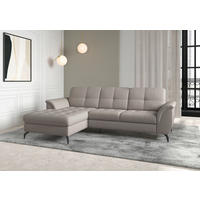 ECKSOFA in Flachgewebe Taupe  - Taupe/Schwarz, Modern, Textil/Metall (164/262cm) - Sit & More