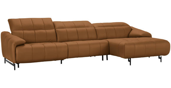 ECKSOFA in Echtleder Currygelb 313/165 cm - Currygelb/Cognac, Design, Leder/Metall (313/165cm) - Emilio Belluti