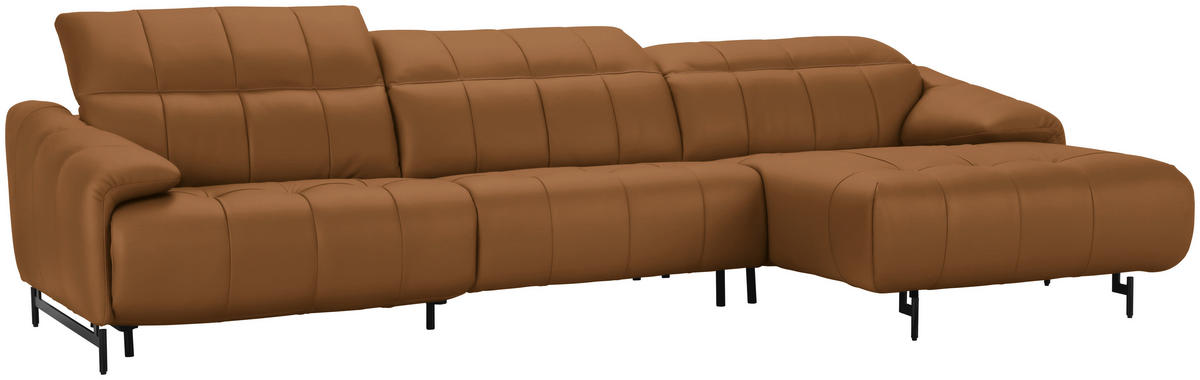 ECKSOFA in Echtleder Currygelb  313/165 cm  - Currygelb/Cognac, Design, Leder/Metall (313/165cm) - Emilio Belluti