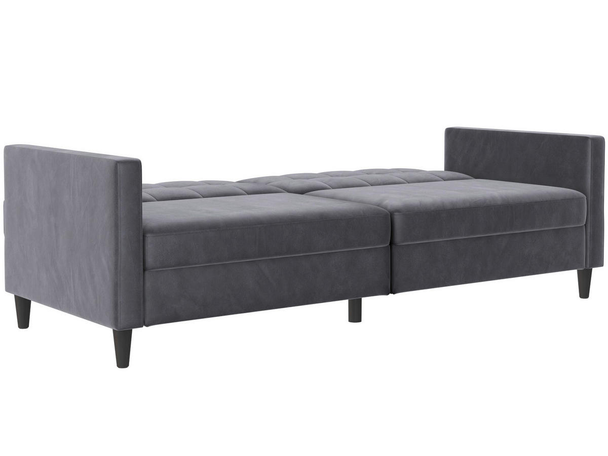 SCHLAFSOFA HANNOVER in Samt Anthrazit Vintage, Skandinavisch, Modern  - Anthrazit/Schwarz, Basics, Kunststoff/Textil (203/82/83cm) - Livetastic