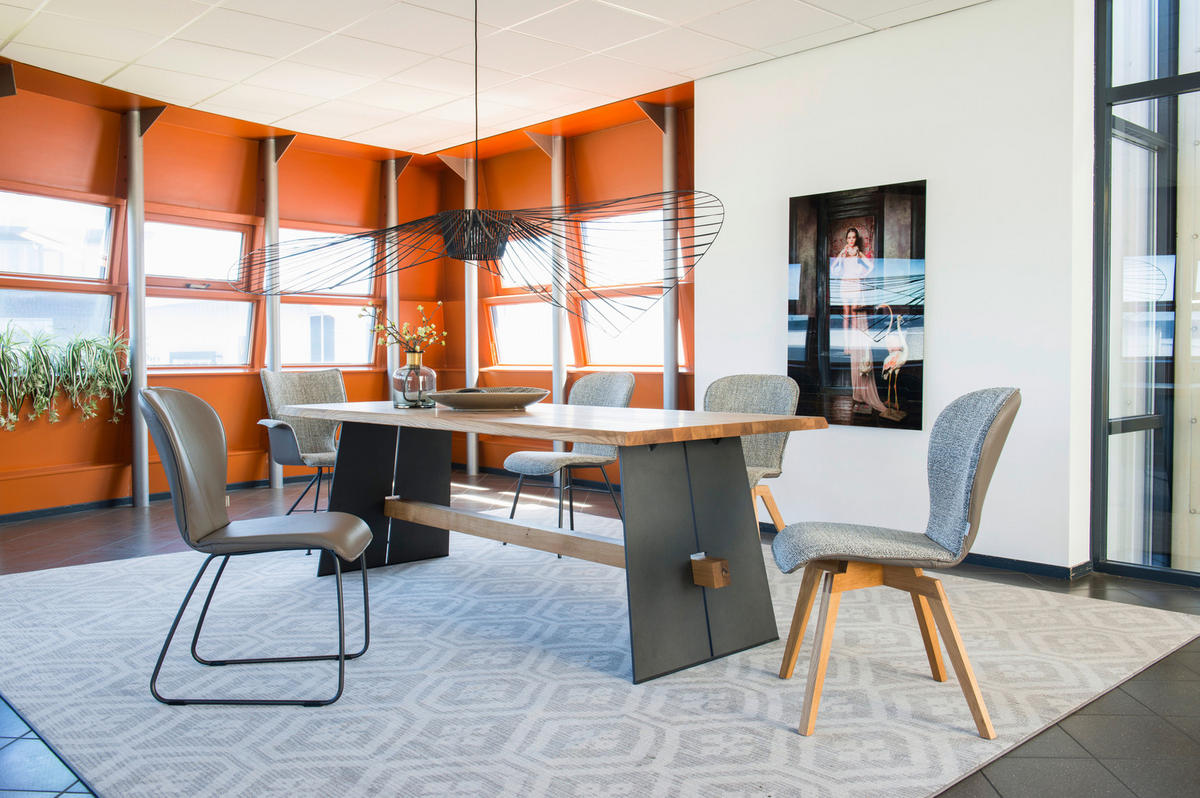 STUHL  in beflockt Echtleder pigmentiert Holz, Textil, Leder  - Eichefarben/Braun, Design, Leder/Holz (48/91/61cm) - Bert Plantagie