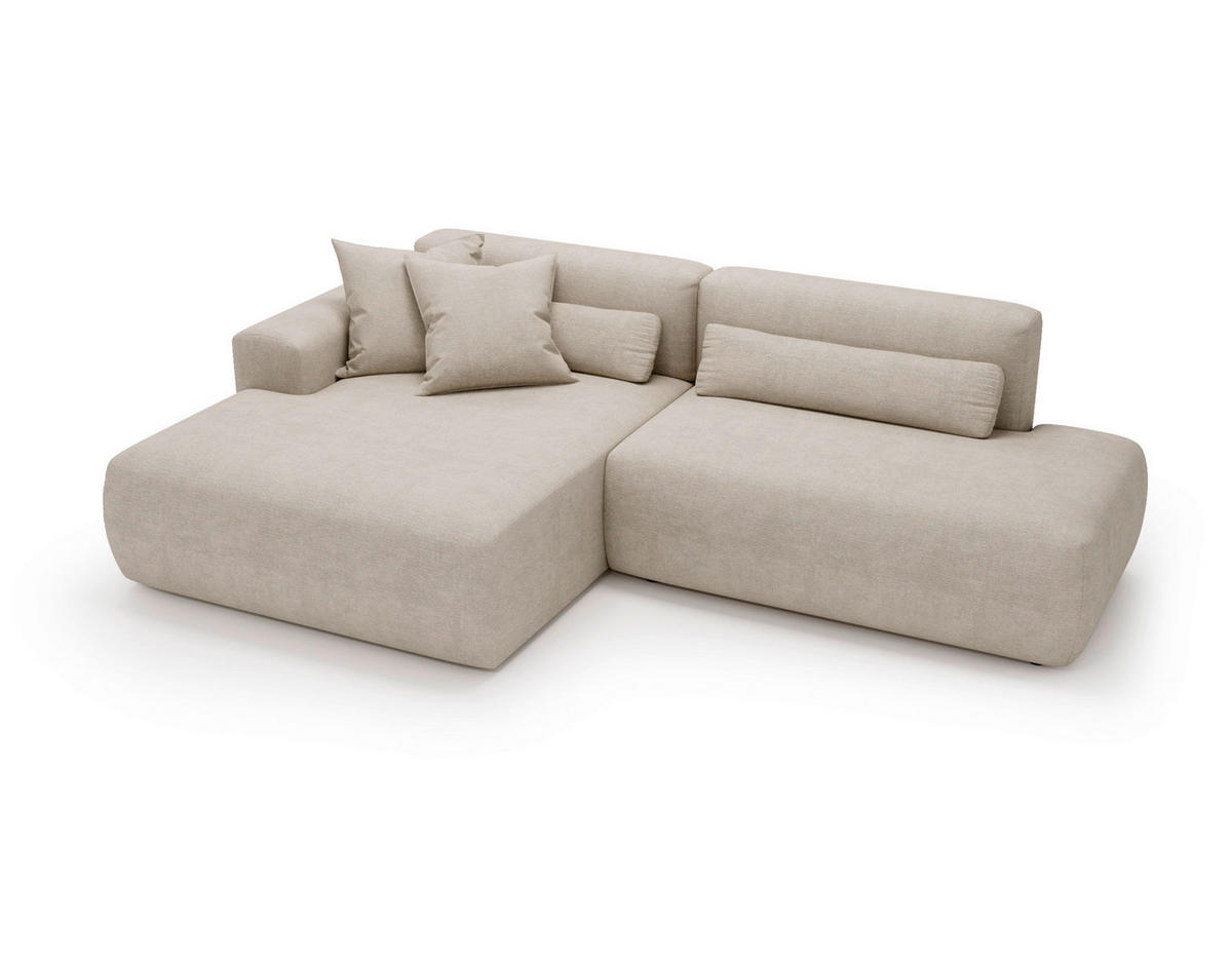 ECKSOFA REVE in Chenille Beige  160/284 cm  - Beige/Schwarz, Design, Kunststoff/Textil (160/284cm) - Livetastic