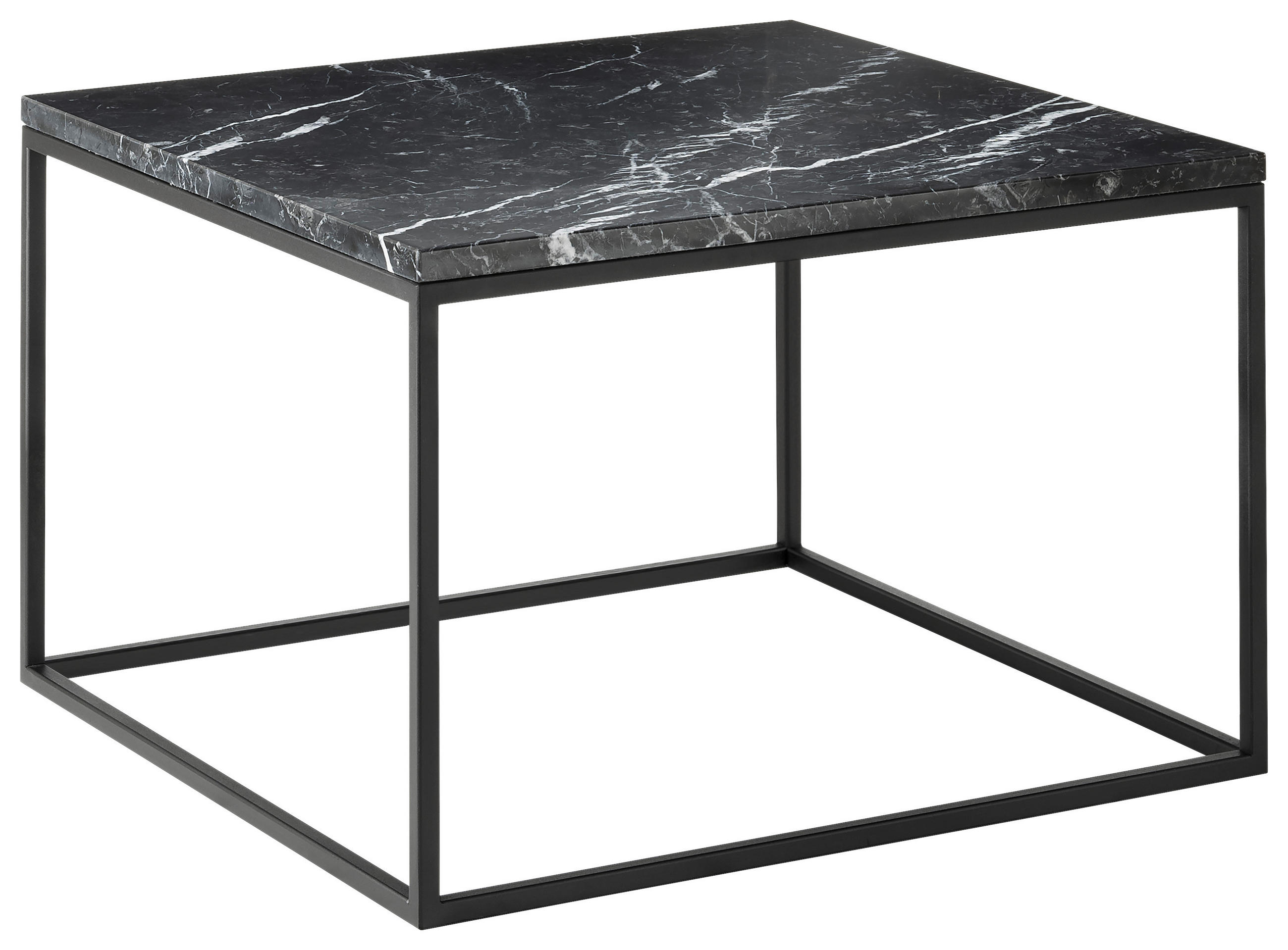 COUCHTISCH in Metall, Stein 65/65/41,5 cm  - Schwarz, Design, Stein/Metall (65/65/41,5cm) - Johann Jakob