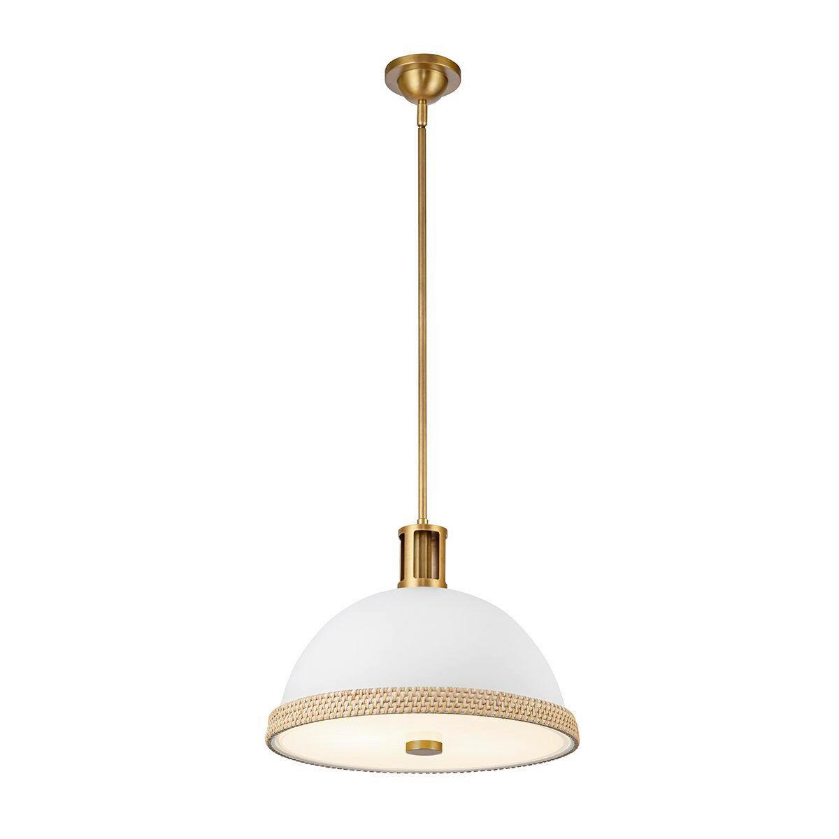 HÄNGELEUCHTE 32,4/41,7 cm  - Messingfarben/Weiß, Natur, Glas/Holz (32,4/41,7cm) - Elstead Lighting