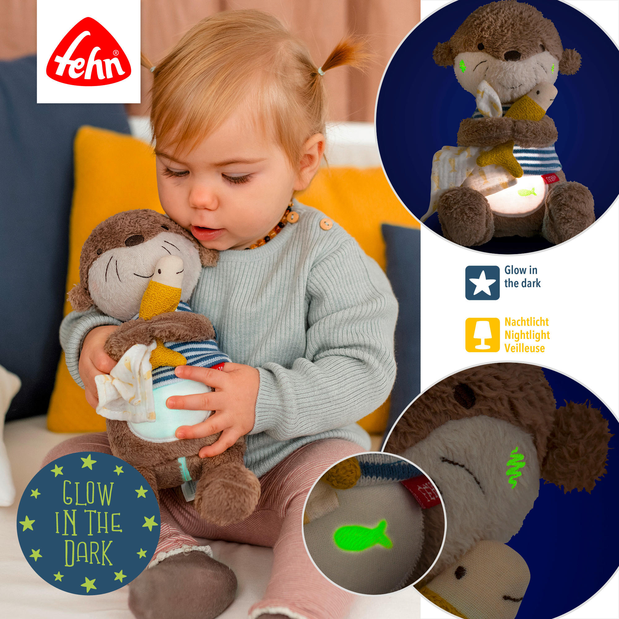 KINDER-NACHTLICHT Otter Theo 27/12,5/8,5 cm   - Multicolor, Basics, Textil (27/12,5/8,5cm) - Fehn
