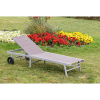 VRTNI LEŽALNIK aluminij prašno lakirano srebrne barve, rjavosiva  - srebrne barve/rjavosiva, Moderno, kovina/umetna masa (201/98/65cm) - Gardenson