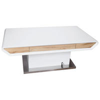COUCHTISCH 130/70/49,5-77,5 cm rechteckig Weiß, Eichefarben  - Eichefarben/Weiß, Design, Holzwerkstoff/Metall (130/70/49,5-77,5cm) - Livetastic