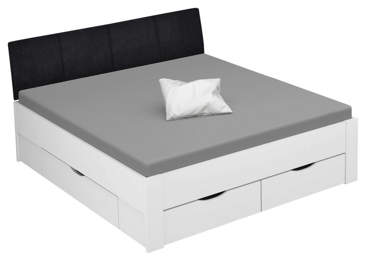 STAURAUMBETT 180/200 cm,  in Weiß,  - Schwarz/Weiß, Design, Holzwerkstoff (180/200cm) - Xora