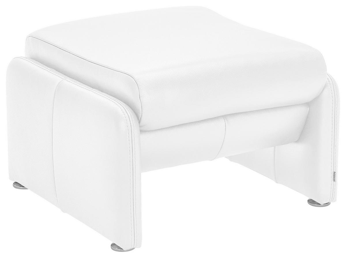 HOCKER Echtleder Weiß  - Chromfarben/Weiß, KONVENTIONELL, Leder/Metall (60/42/62cm) - Celina Home
