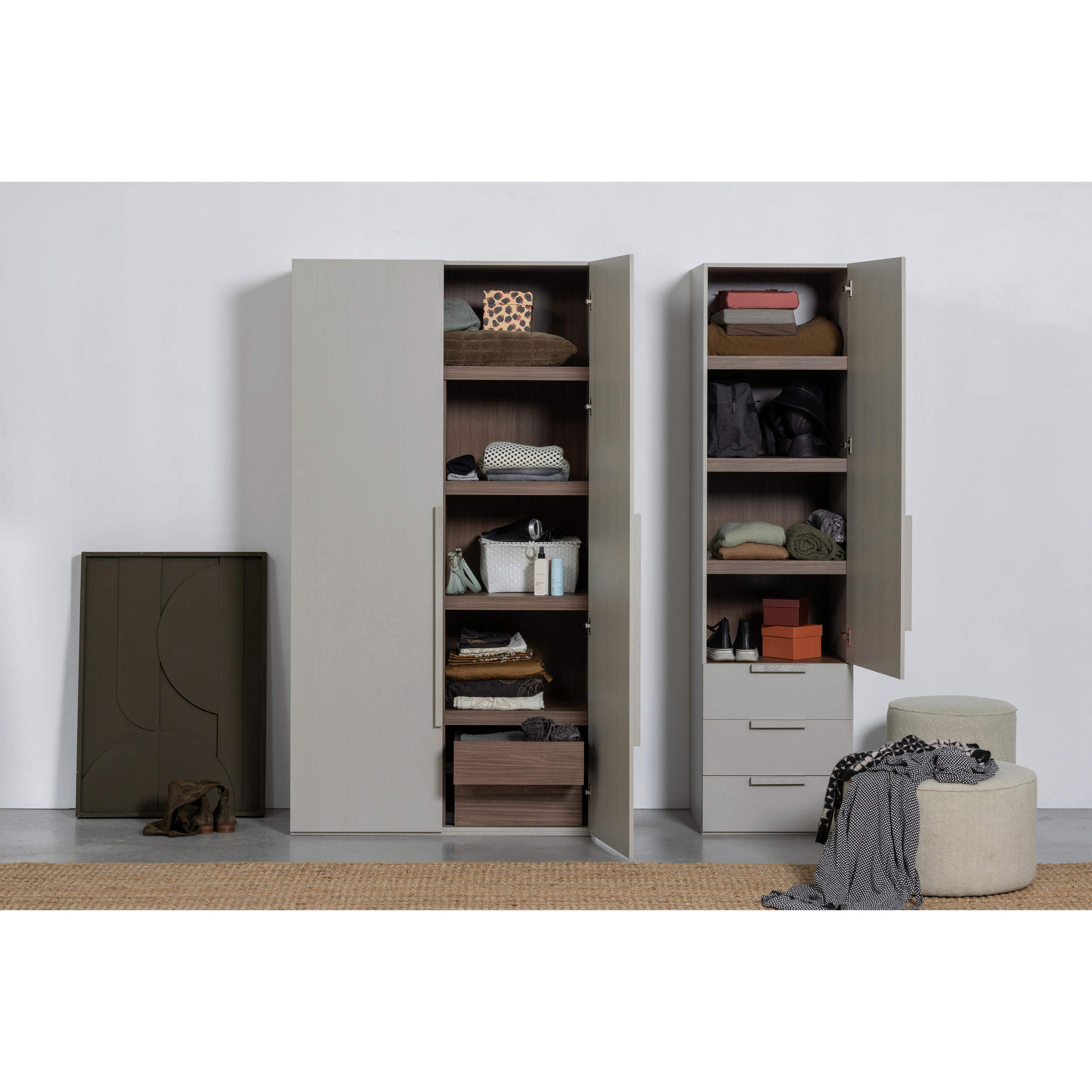 DREHTÜRENSCHRANK  in Grau  - Grau, Design, Holz (55/210/58cm) - Livetastic