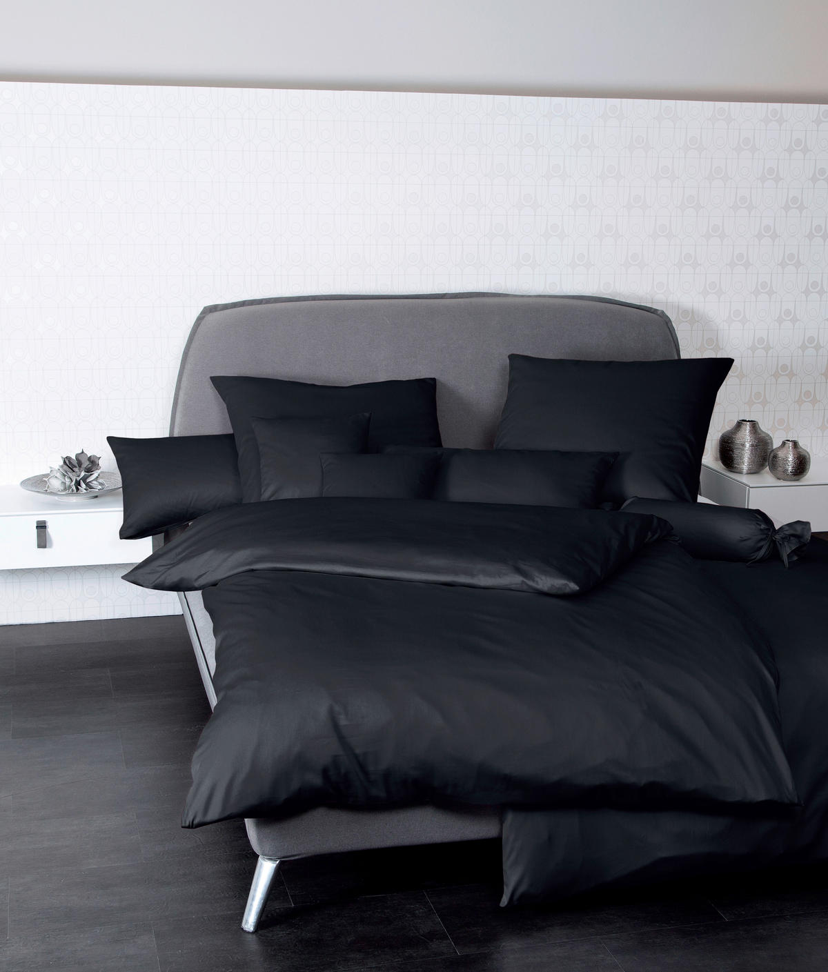 KOPFKISSENBEZUG Giacomo 40/80 cm  - Schwarz, Basics, Textil (40/80cm) - Janine