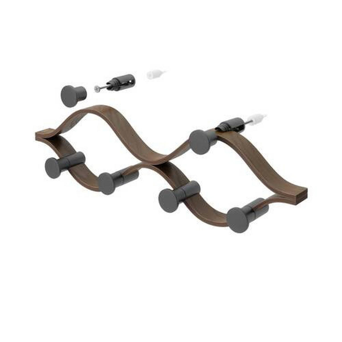 STENSKI OBEŠALNIK - črna/barva oreha, Konvencionalno, umetna masa/les (43/13/6cm) - Umbra