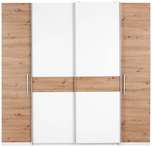 DREHTÜRENSCHRANK 215/215/62 cm 4-türig Weiß, Eiche Artisan  - Chromfarben/Weiß, KONVENTIONELL, Holzwerkstoff (215/215/62cm)