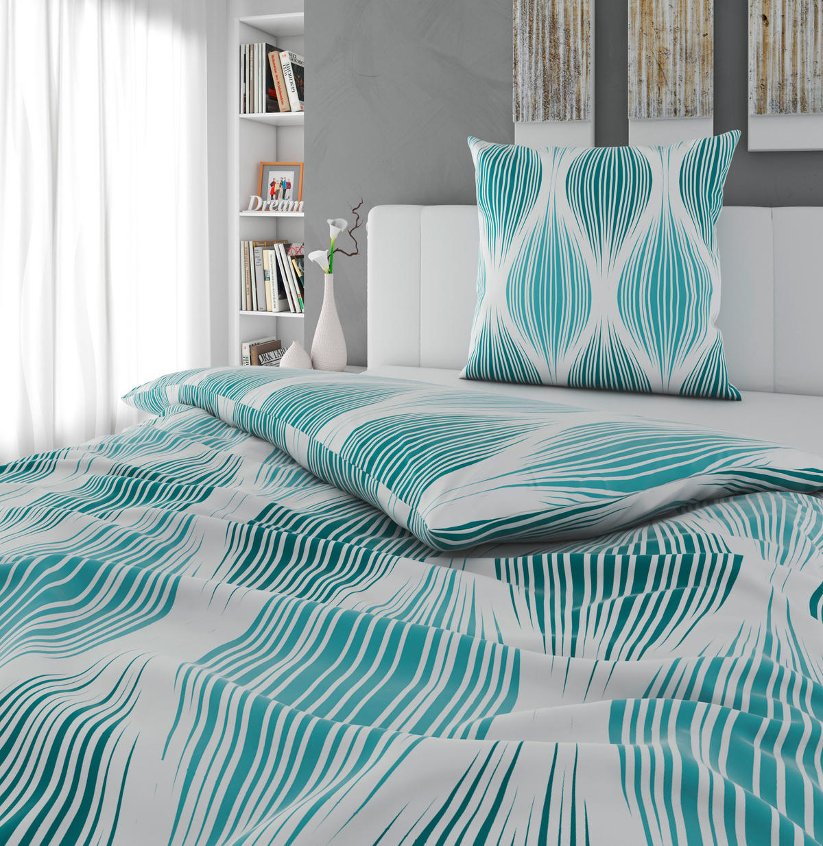 BETTWÄSCHE Satin 135/200 cm  - Blau, Textil (135/200cm) - Novel