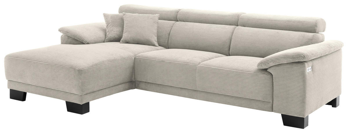 ECKSOFA in Cord Naturfarben  - Schwarz/Naturfarben, Design, Holz/Textil (174/270cm) - Pure Home Lifestyle
